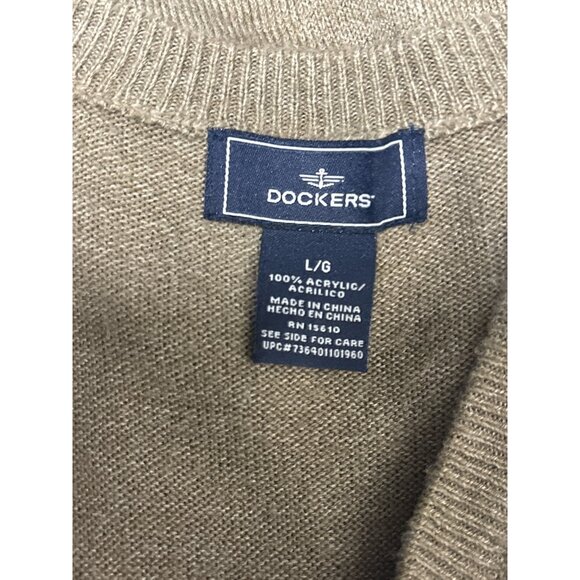 Grandpa Core Dockers Mens Large Argyle Sweater Vest Tan Acrylic Knit V-Neck Slee - Picture 3 of 6